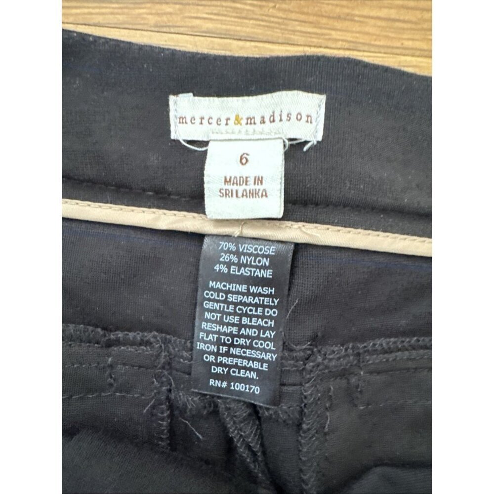 Mercer & Madison Women’s Skinny Leg Pants Stretchy Black Flat Front Pockets SZ 6 - Picture 4 of 5
